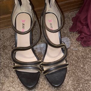 Black with Gold Heels